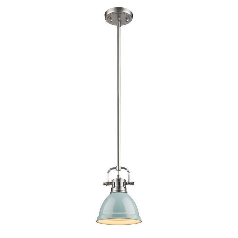 Sea Foam Pewter Mini Pendant Light with Bowl Shade