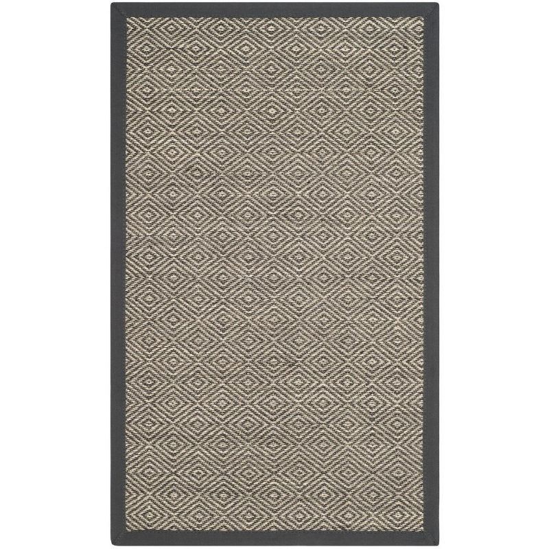 Natural Dark Grey Hand-Knotted Rectangular Jute Rug 4' x 6'