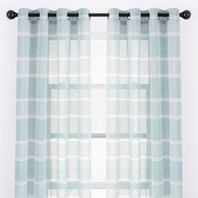 Turquoise Sheer Light-Filtering Grommet Window Panels, 52 x 63 Inch