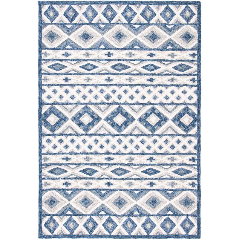 Roslyn Blue and Grey Hand-Tufted Wool Area Rug