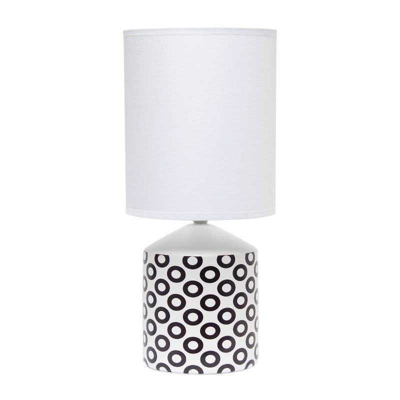 White and Black Ceramic Table Lamp with Fabric Shade