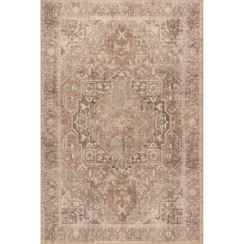 Mariposa Light Brown Synthetic Rectangular Area Rug, 6' 7" x 9'