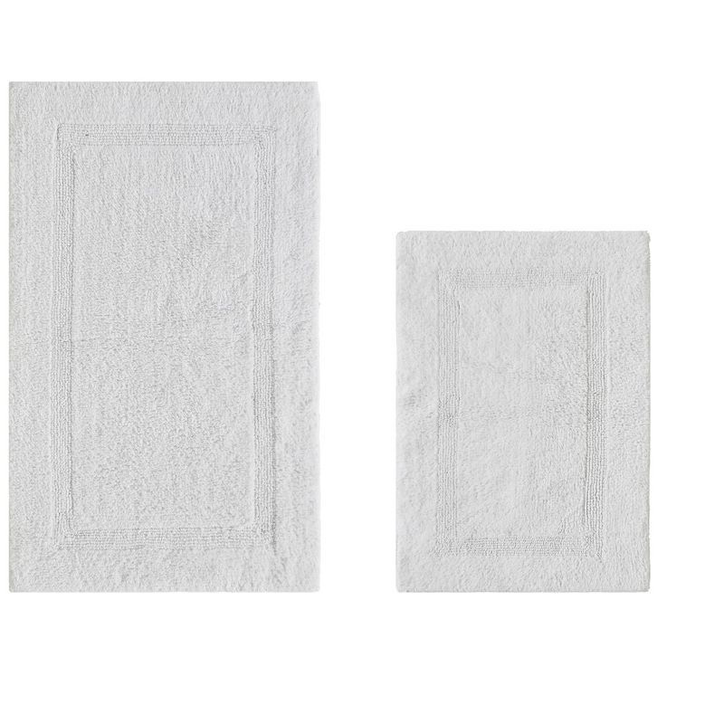 Lux White 100% Cotton Tufted Reversible Bath Rug Set