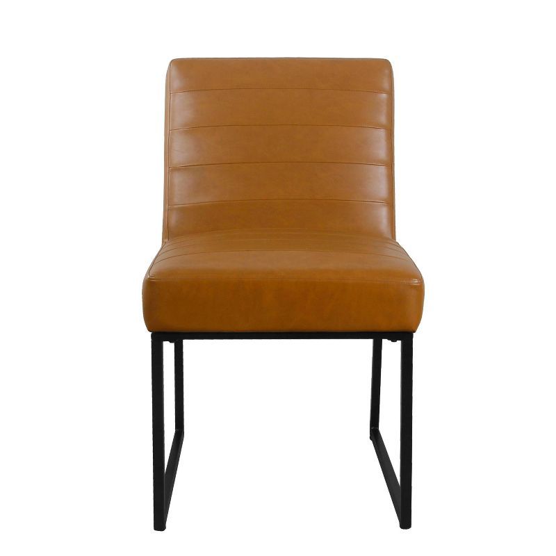 Carmel Faux Leather Upholstered Parsons Side Chair with Metal Legs