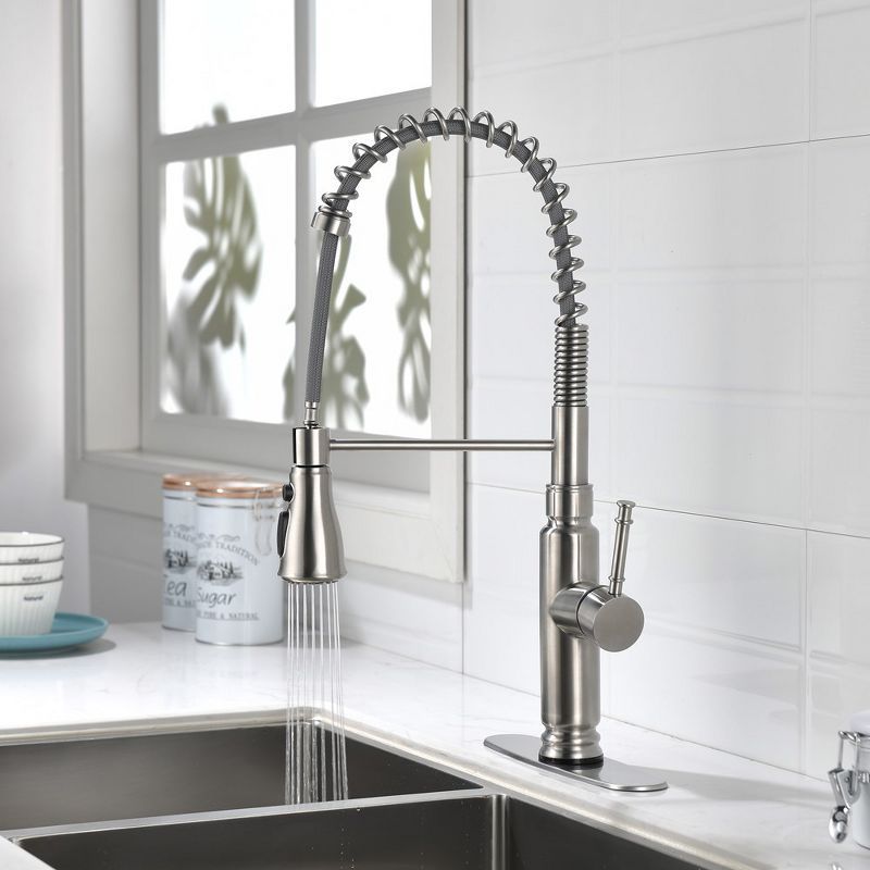 Brushed Nickel Touch Kitchen Faucet with Pull-Down Sprayer