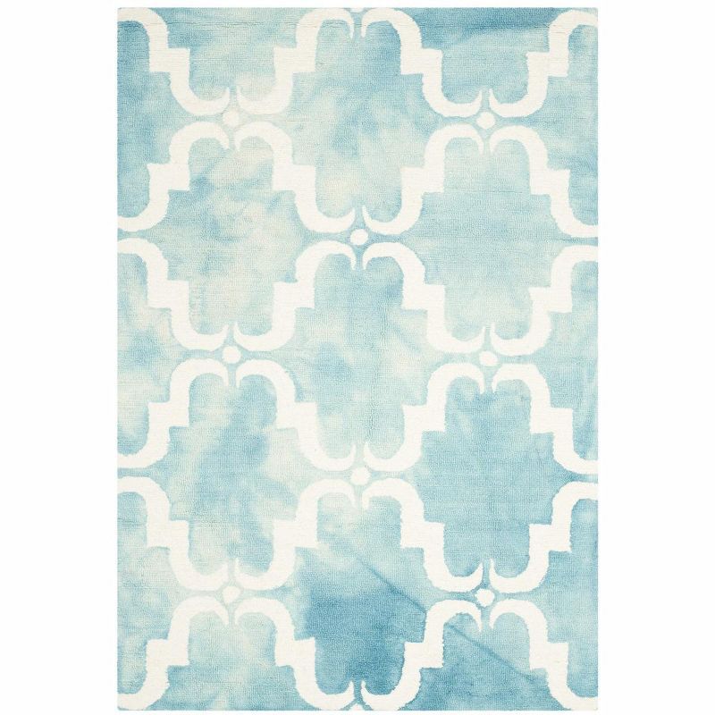 Turquoise and Ivory Hand-Tufted Wool 4' x 6' Area Rug