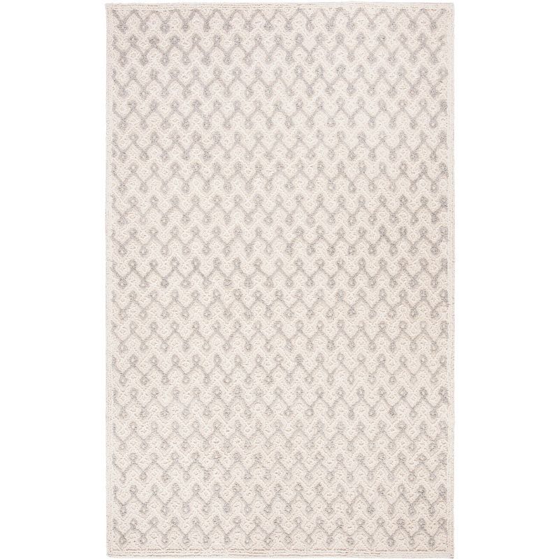 Handmade Gray and Beige Tufted Wool and Viscose Rug, 8' x 10'