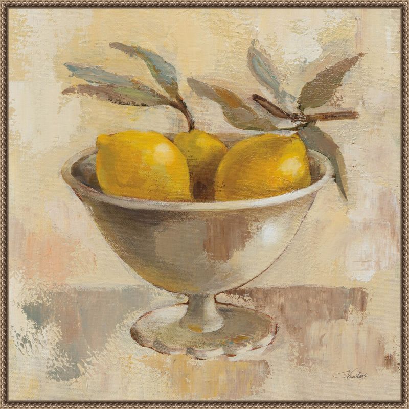 Sylvie Beaded Bronze Framed Canvas with Lemons Still Life