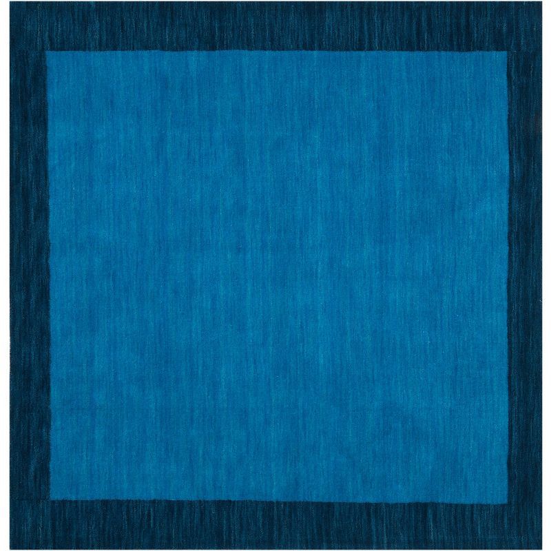 Handmade 6' Square Blue Wool Hand-knotted Rug