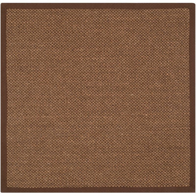 Hand-Knotted Cotton Natural Fiber 6' Square Brown Area Rug