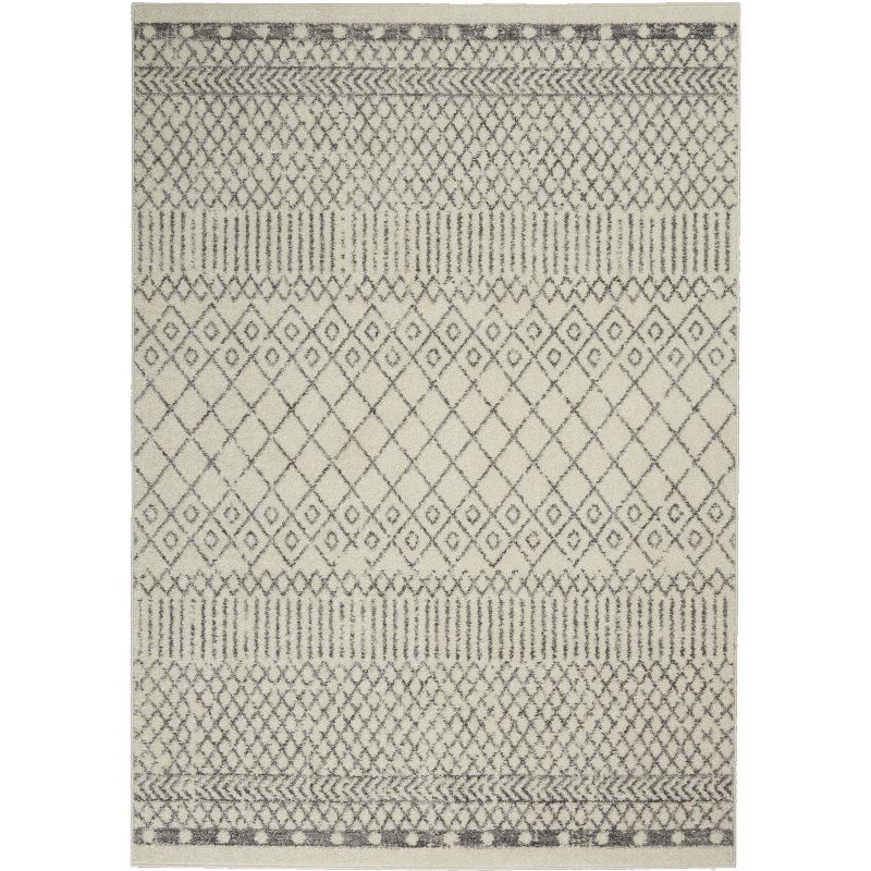 Scandinavian Geometric Soft-Feel Gray Synthetic 5'3" x 7'3" Area Rug