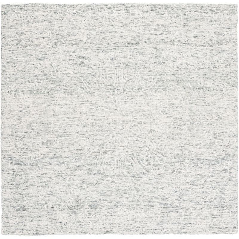 Gray Hand-Tufted Wool Square Area Rug