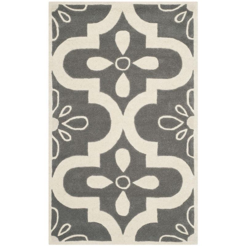 Chatham Dark Grey/Ivory Hand-Tufted Wool 4' x 6' Area Rug