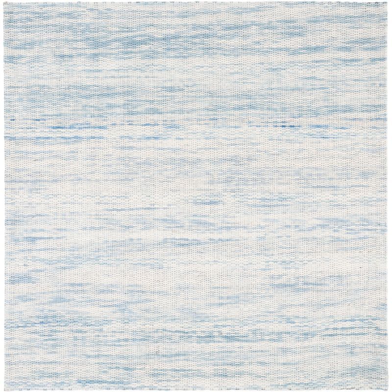 Marbella Blue and Ivory Hand Woven Wool Area Rug, 6' x 6'