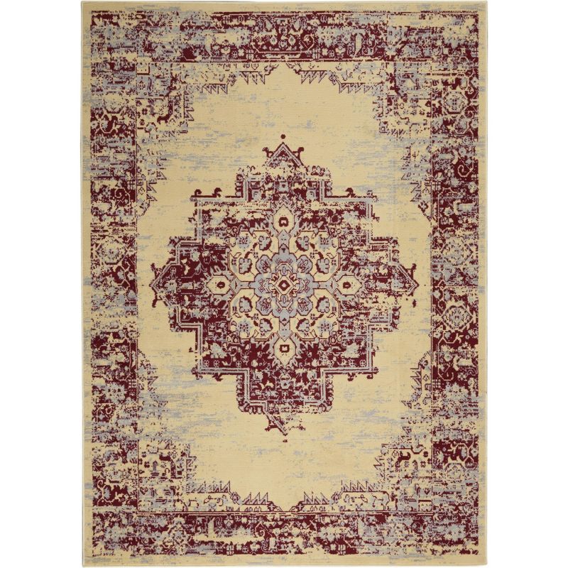 Elegant Cream/Red Medallion 4' x 6' Hand-Knotted Area Rug