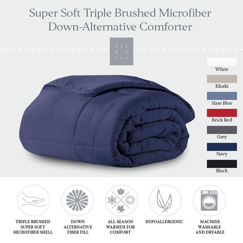 Navy Twin Microfiber Down-Alternative Comforter