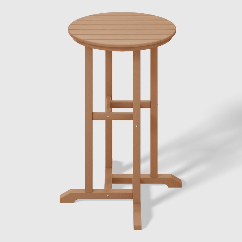 Teak Brown HDPE Outdoor Counter Height Bistro Table