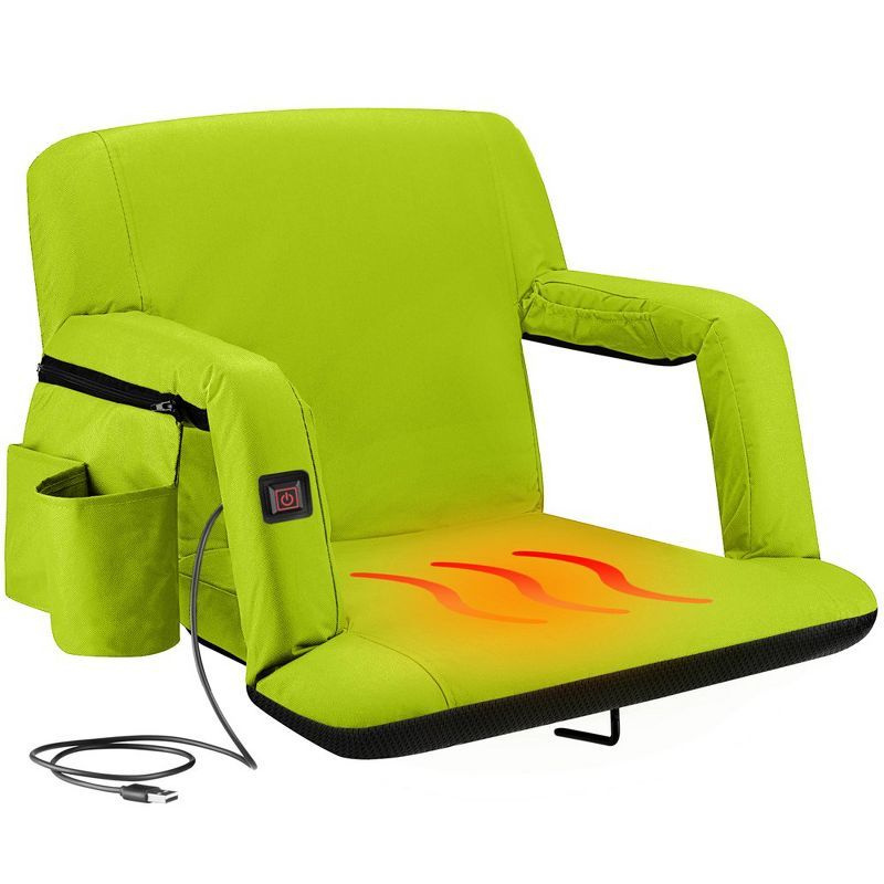 Lime Heated Reclining Stadium Seat with Armrests