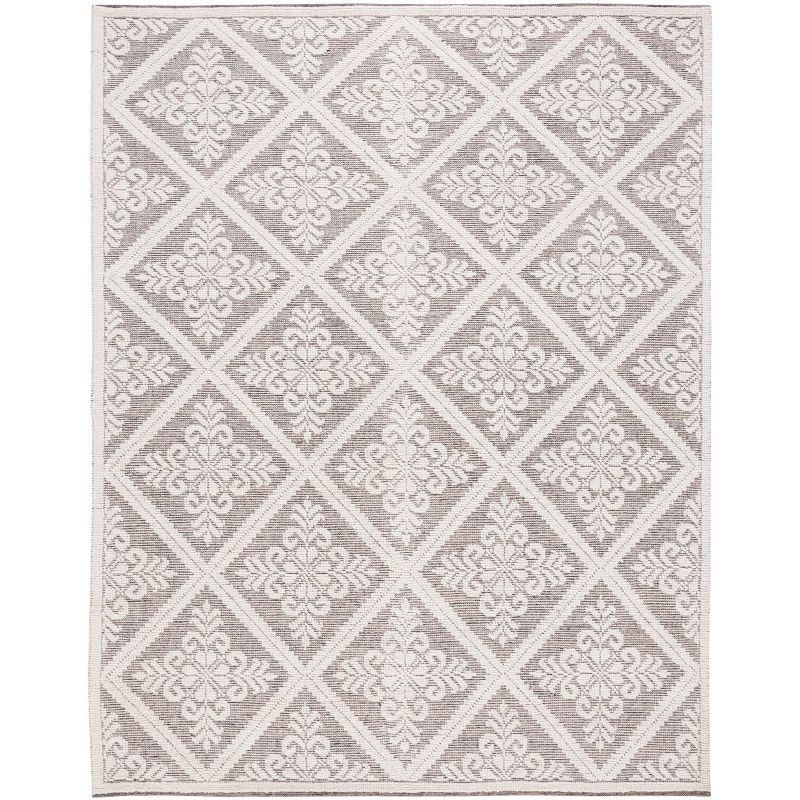 Ivory and Brown 9' x 12' Handmade Wool Tufted Area Rug