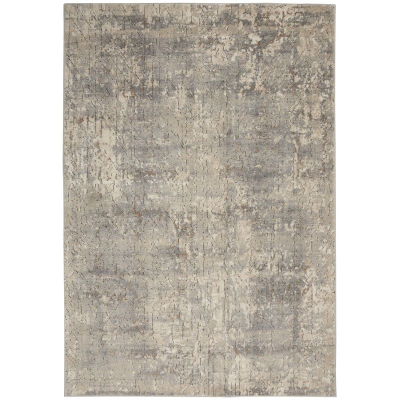 Reversible Abstract Gray Synthetic 5' x 7' Area Rug