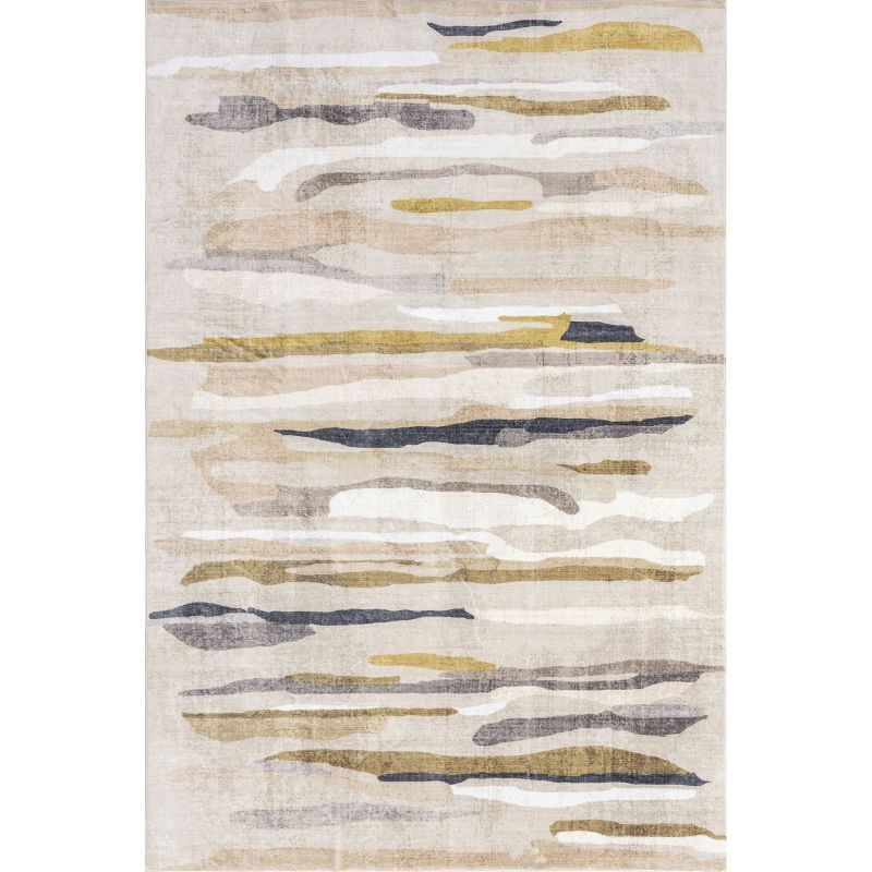 Multicolor Abstract 8' x 10' Washable Synthetic Area Rug