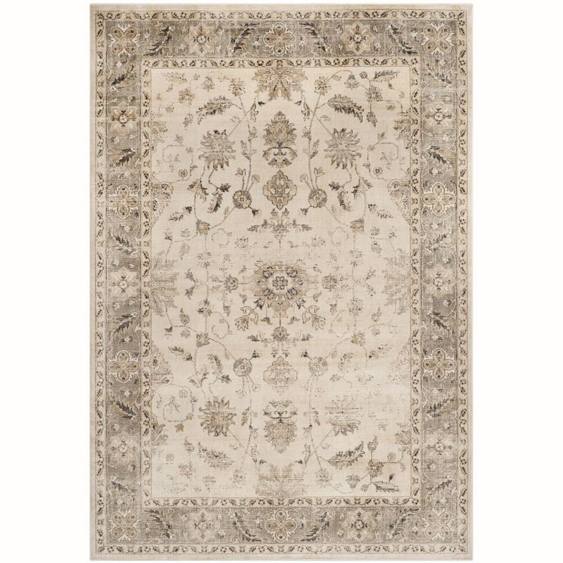 Gray Floral 10' x 14' Wool and Silk Area Rug