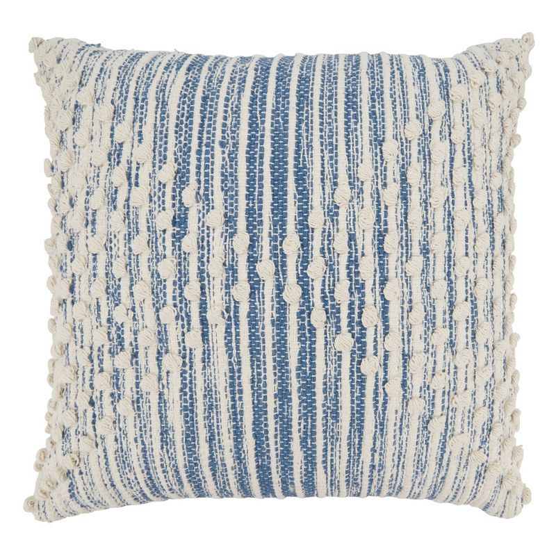 Artisan Blue and White Cotton Woven Throw Pillow
