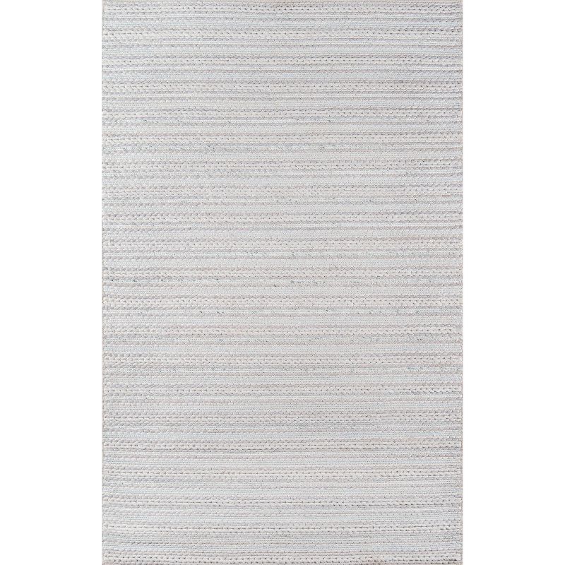 Handmade Striped Tufted Wool-Viscose Blend Area Rug in Gray 8'9" x 11'9"