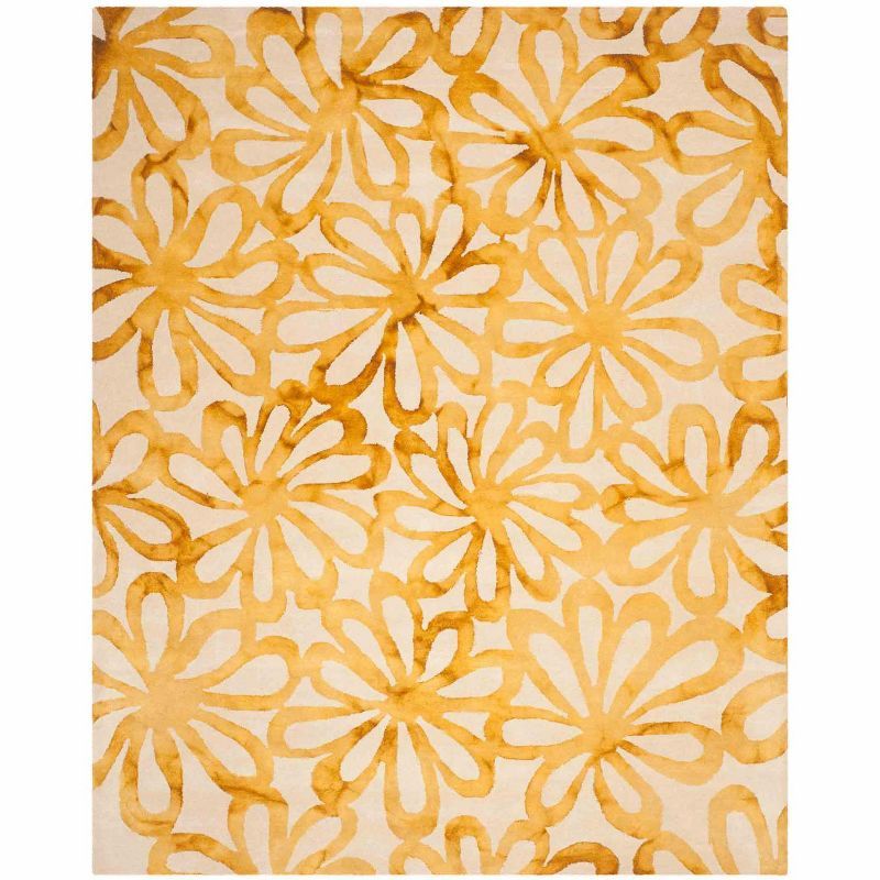 Beige and Gold 9' x 12' Handmade Wool Tufted Area Rug