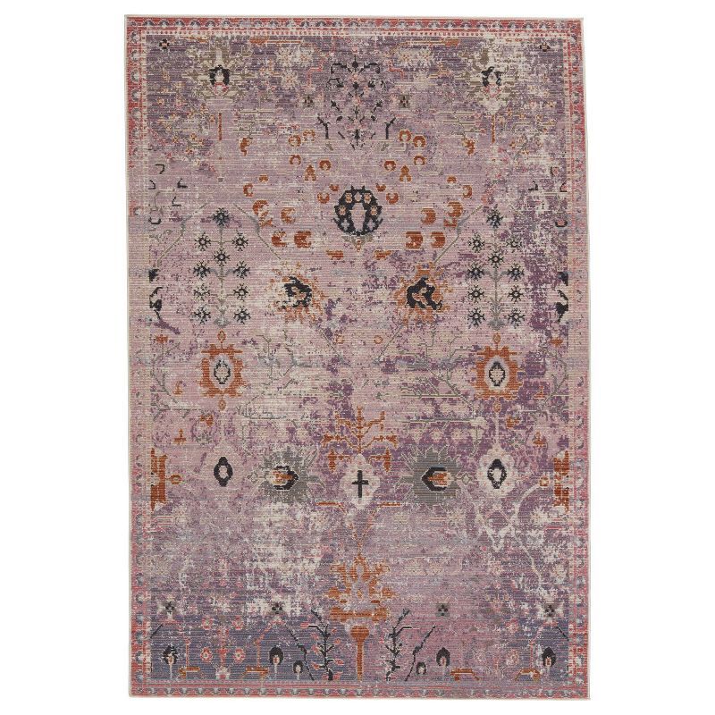 Elva Lavender and Gold Rectangular Synthetic Area Rug