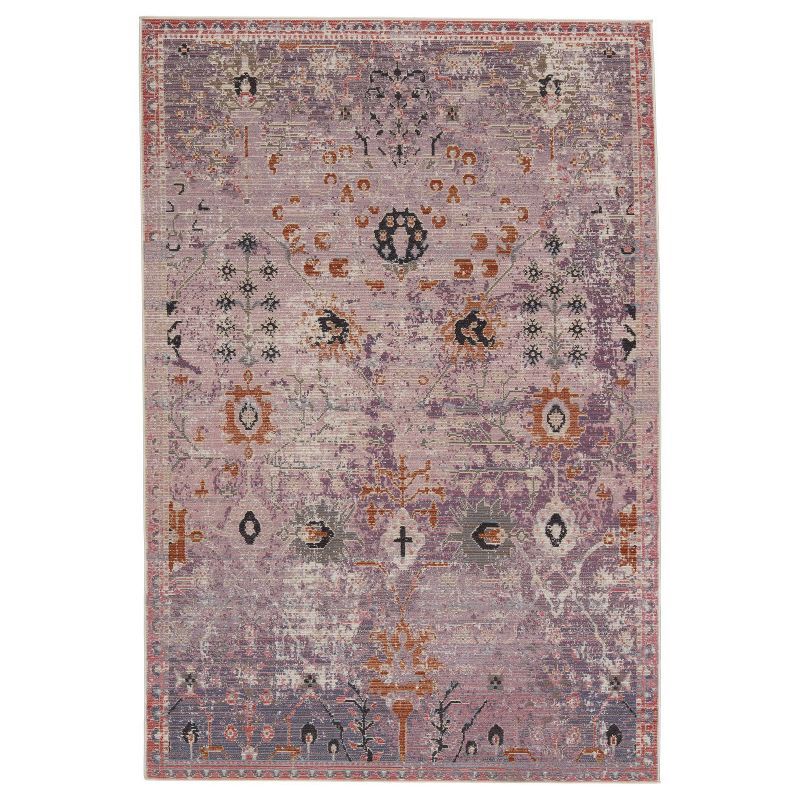 Elva Lavender and Gold Rectangular Synthetic Area Rug