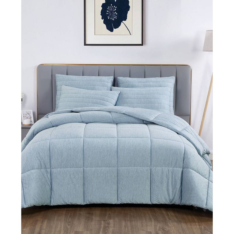 King Heathered Blue Down Alternative Cooling Comforter