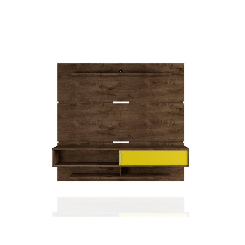 Rustic Brown and Yellow 50" Floating Entertainment Center with Mount