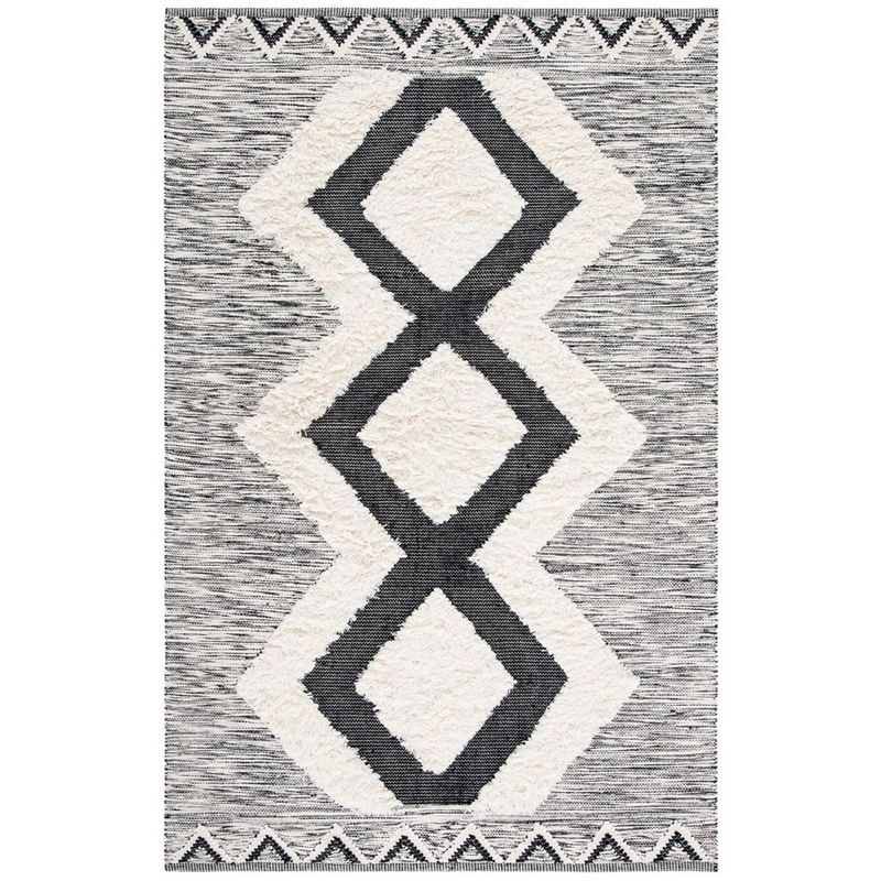 Kenya Tribal Essence Hand-Knotted Black Wool Area Rug - 6' x 9'