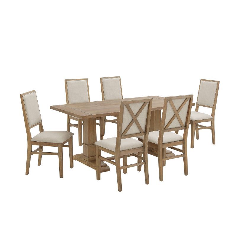 Joanna Rustic Brown 7-Piece Dining Set with Upholstered Chairs