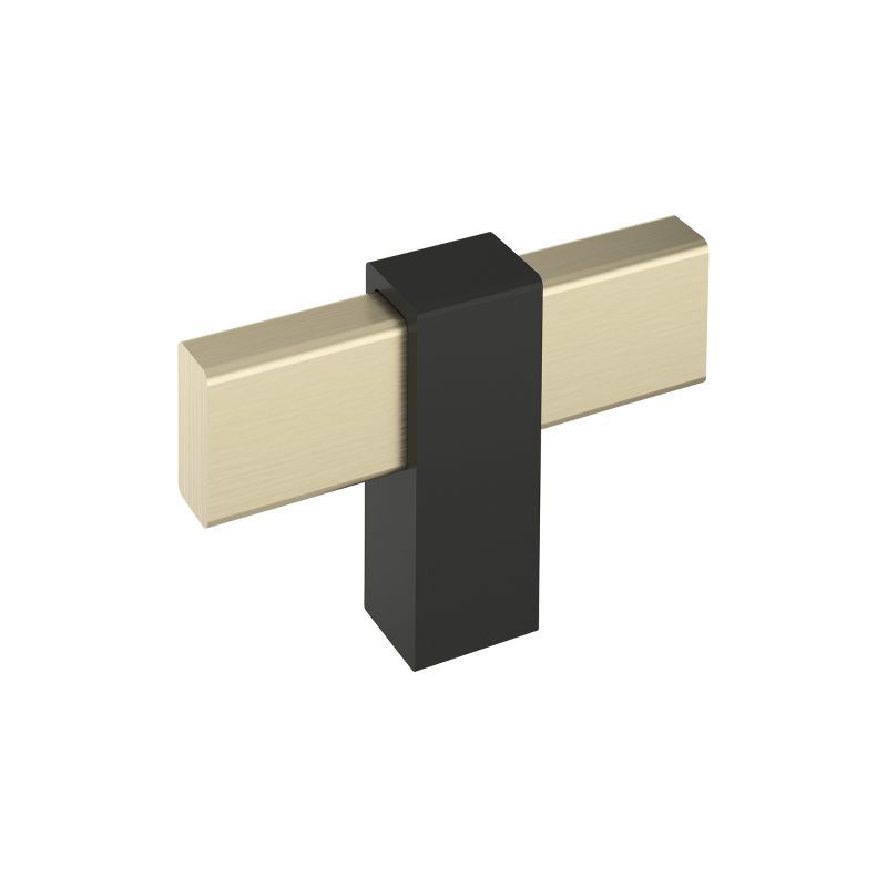 Golden Champagne and Matte Black Aluminum T-Handle Cabinet Knob