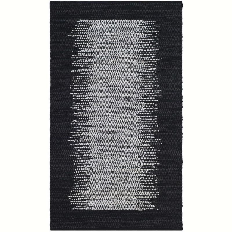 Safavieh Elegance Hand-Woven Cowhide Leather Rug - Black/Light Grey, 3' x 5'