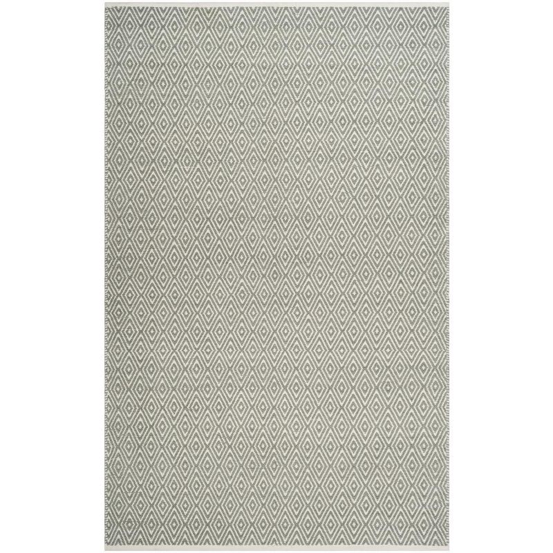 Gray Geometric Flat Woven Wool Cotton 6' x 9' Rug