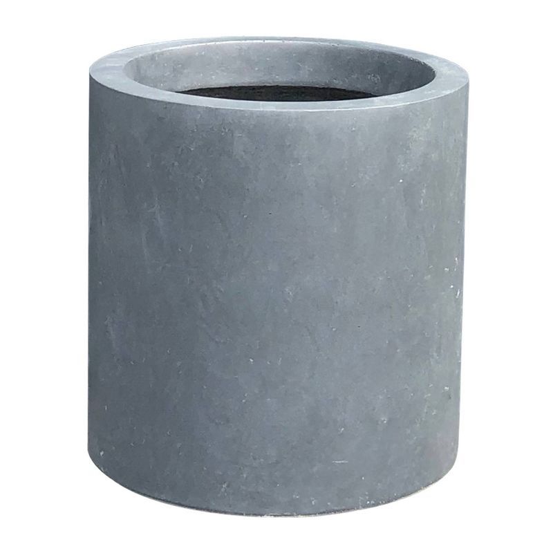 Charcoal Gray Lightweight Concrete Modern Cylinder Planter, 13.39"