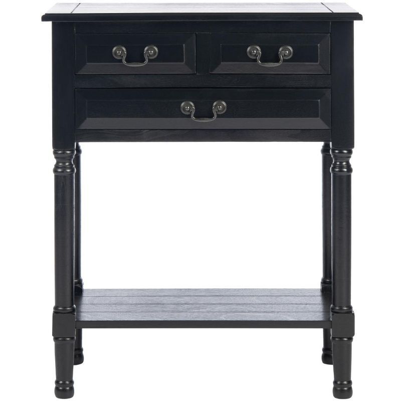 Primrose Black Wood and Metal 3-Drawer Console Table