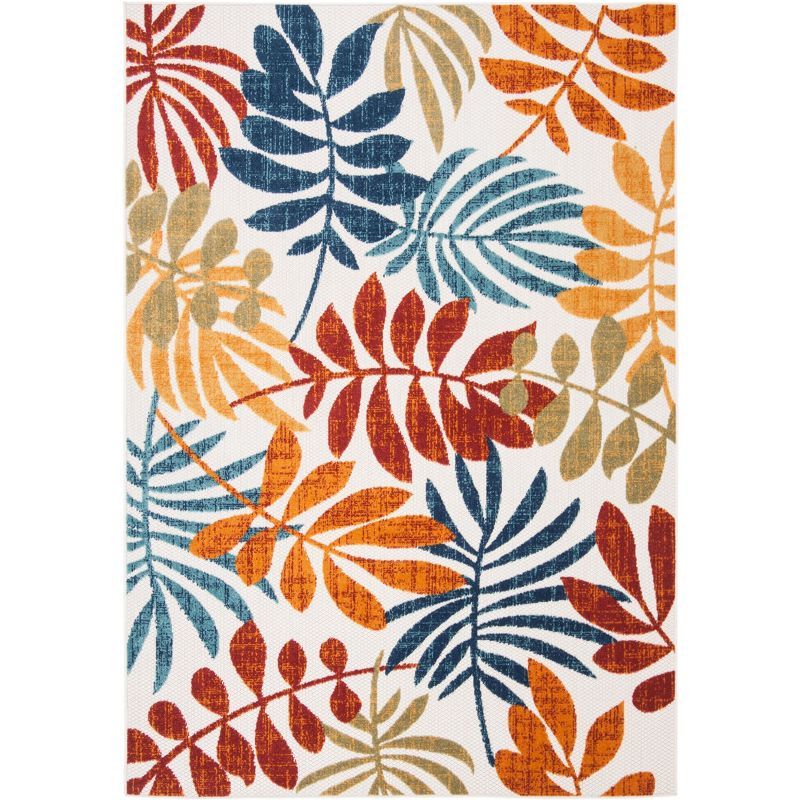 Cabana Red and Blue Floral Synthetic Indoor/Outdoor Area Rug