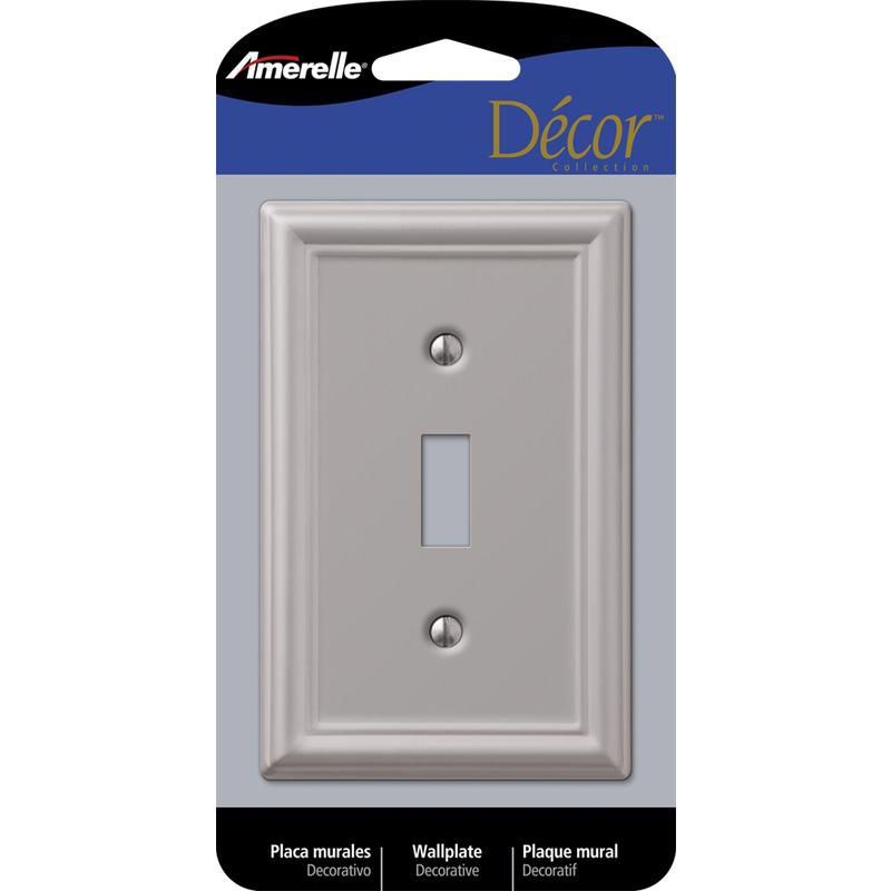 Brushed Nickel 1-Gang Stamped Steel Toggle Wall Plate