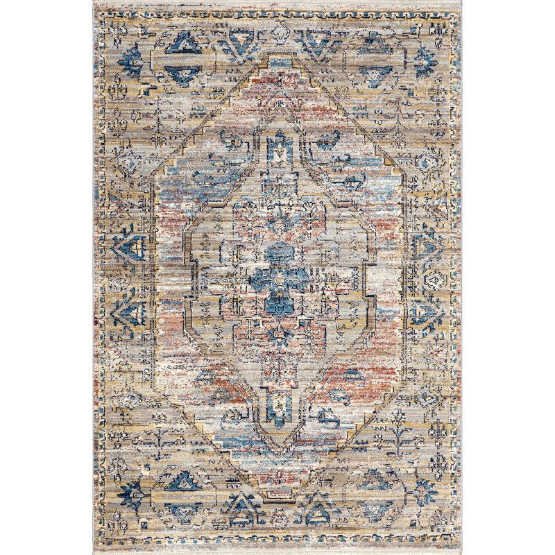 Blue Traditional Medallion Fringe Area Rug 2' 6" x 6'