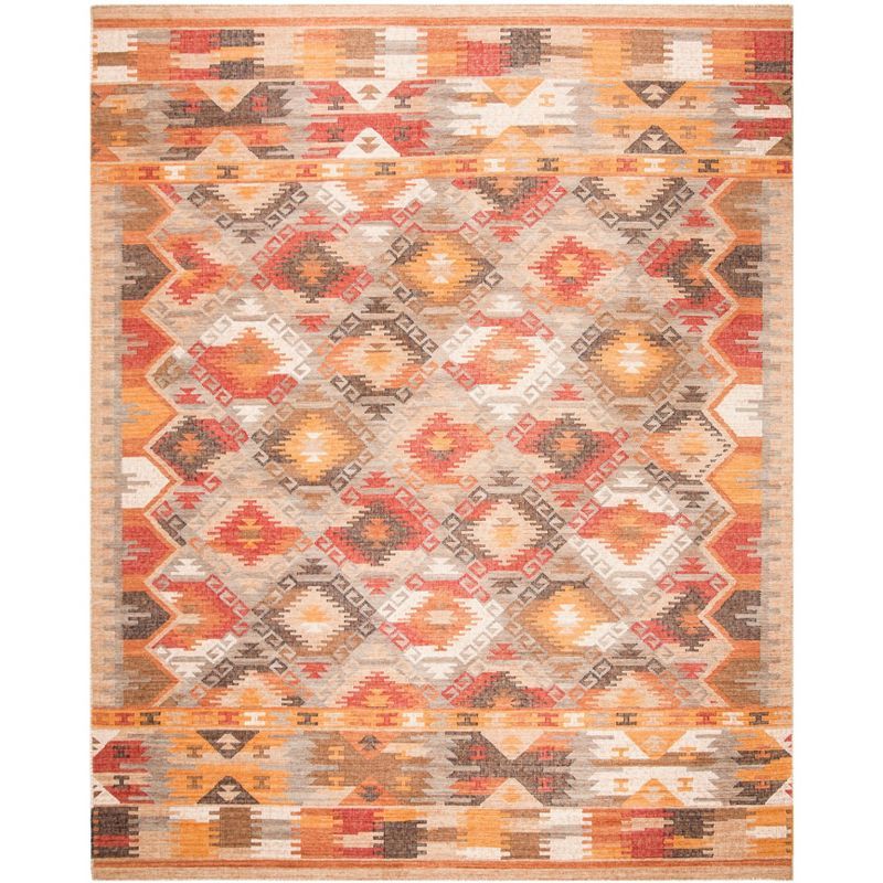 Handmade Geometric Brown and Multi Wool Cotton 8' x 10' Area Rug