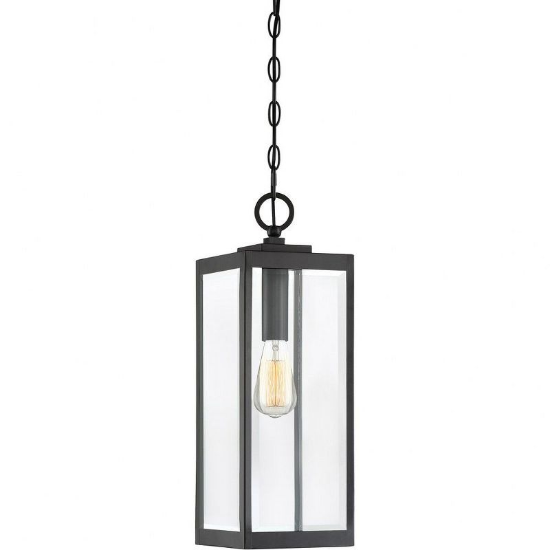 Earth Black 20.75" Sleek Outdoor Hanging Lantern with Clear Glass