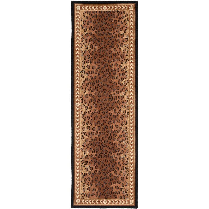 Chelsea Black and Brown Wool Floral Runner Rug