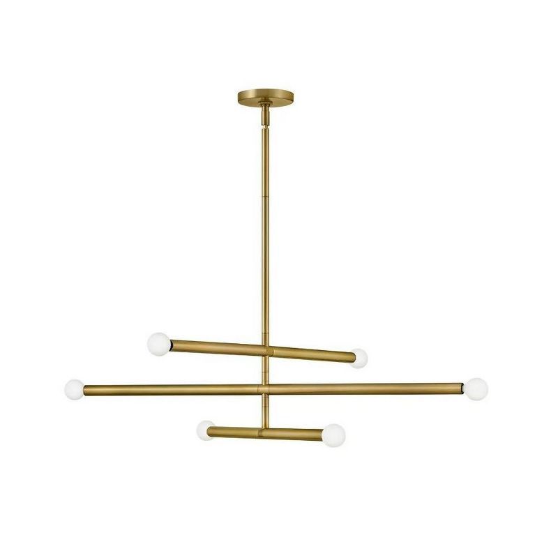 Millie Lacquered Brass 6-Light Mid-Century Modern Chandelier