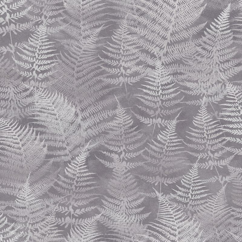 Pewter and White Fern Pattern Removable Wallpaper Roll