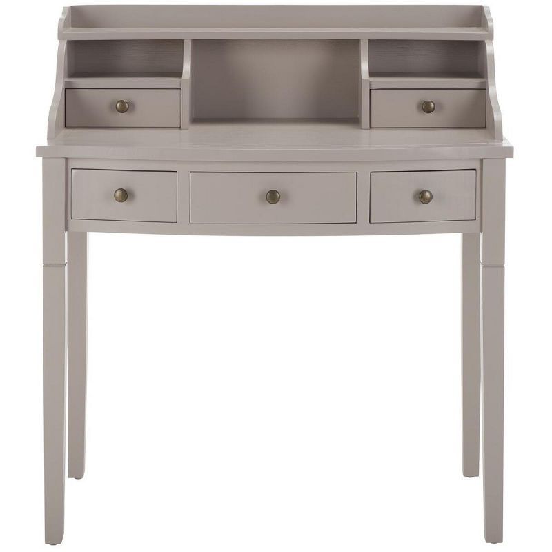 Quartz Grey Transitional 5-Drawer Writing Desk with Hutch