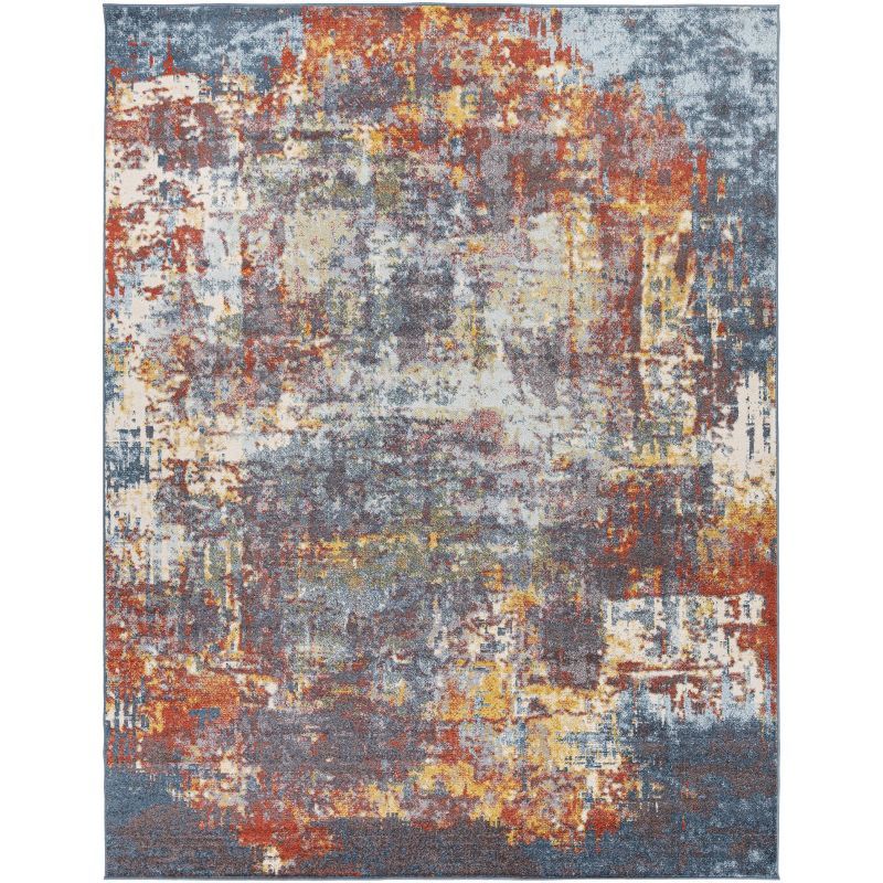 Teal Sky Modern Easy-Care Rectangular Area Rug 7'10" x 10'3"